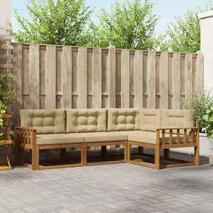 vidaXL Set de canapele de exterior cu pernă 4 pcs Natural și Bej imagine