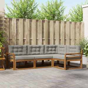 vidaXL Set de canapele de exterior 4 pcs Gri natural și deschis imagine