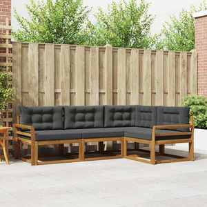 vidaXL Set de canapele de exterior cu pernă 4 pcs Natural și Antracit imagine