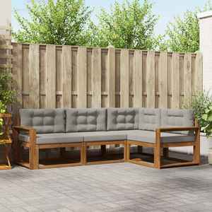 vidaXL Set de canapele de exterior 4 pcs Gri natural și deschis imagine