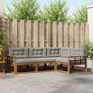 vidaXL Set de canapele de exterior 4 pcs Gri natural și deschis imagine