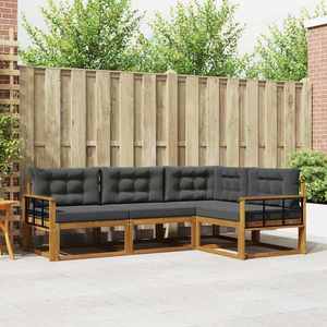 vidaXL Set de canapele de exterior cu pernă 4 pcs Natural și Antracit imagine