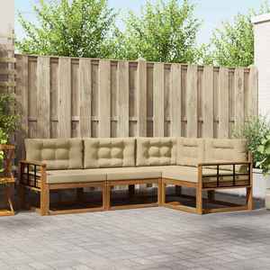 vidaXL Set de canapele de exterior cu pernă 4 pcs Natural și Bej imagine