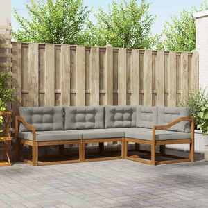 vidaXL Set de canapele de exterior 4 pcs Gri natural și deschis imagine