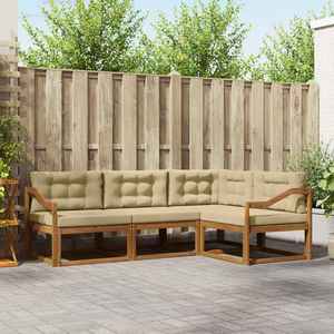 vidaXL Set de canapele de exterior cu pernă 4 pcs Natural și Bej imagine