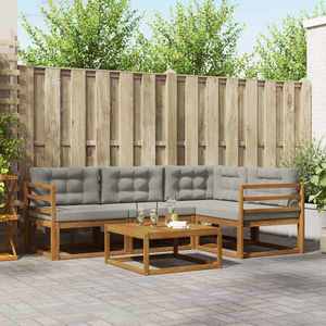 vidaXL Set de canapele de exterior 5 pcs Gri natural și deschis imagine