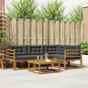 vidaXL Set de canapele de exterior cu pernă 5 pcs Natural și Antracit imagine