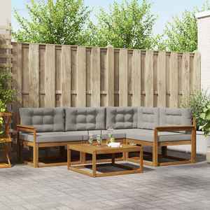 vidaXL Set de canapele de exterior 5 pcs Gri natural și deschis imagine