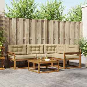 vidaXL Set de canapele de exterior cu pernă 5 pcs Natural și Bej imagine