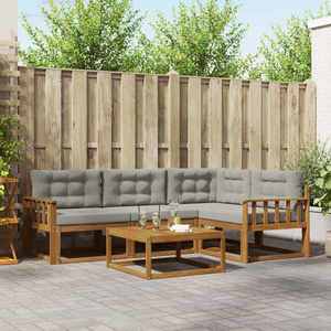 vidaXL Set de canapele de exterior 5 pcs Gri natural și deschis imagine
