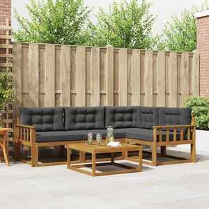 vidaXL Set de canapele de exterior cu pernă 5 pcs Natural și Antracit imagine