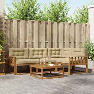 vidaXL Set de canapele de exterior cu pernă 5 pcs Natural și Bej imagine