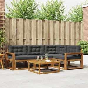 vidaXL Set de canapele de exterior cu pernă 5 pcs Natural și Antracit imagine