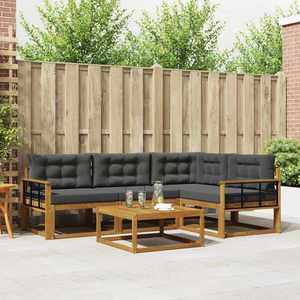 vidaXL Set de canapele de exterior cu pernă 5 pcs Natural și Antracit imagine