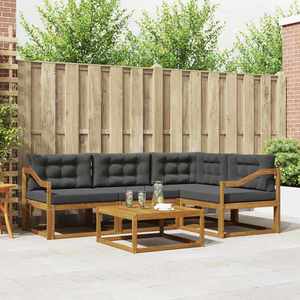 vidaXL Set de canapele de exterior cu pernă 5 pcs Natural și Antracit imagine