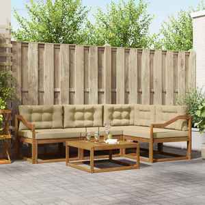 vidaXL Set de canapele de exterior cu pernă 5 pcs Natural și Bej imagine