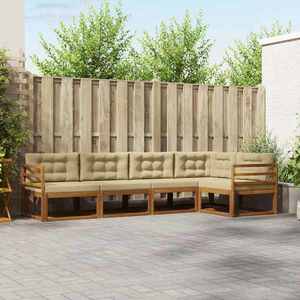 vidaXL Set de canapele de exterior cu pernă 5 pcs Natural și Bej imagine
