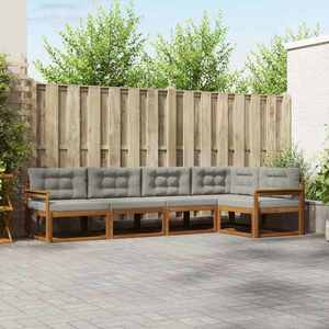 vidaXL Set de canapele de exterior 5 pcs Natural și gri deschis imagine