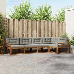vidaXL Set de canapele de exterior 5 pcs Natural și gri deschis imagine