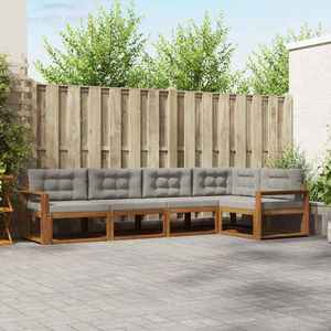 vidaXL Set de canapele de exterior 5 pcs Natural și gri deschis imagine