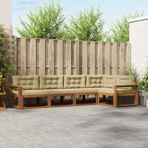 vidaXL Set de canapele de exterior cu pernă 5 pcs Natural și Bej imagine