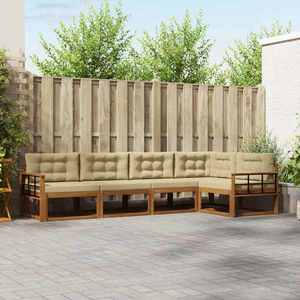 vidaXL Set de canapele de exterior cu pernă 5 pcs Natural și Bej imagine