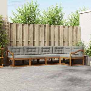 vidaXL Set de canapele de exterior 5 pcs Natural și gri deschis imagine