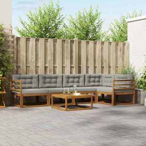 vidaXL Set de canapele de exterior 6 pcs Natural și gri deschis imagine