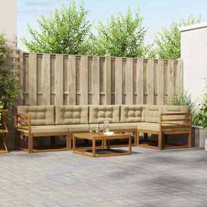 vidaXL Set de canapele de exterior cu pernă 6 pcs Natural și Bej imagine
