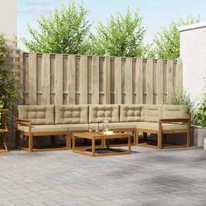 vidaXL Set de canapele de exterior cu pernă 6 pcs Natural și Bej imagine