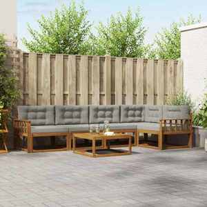 vidaXL Set de canapele de exterior 6 pcs Natural și gri deschis imagine
