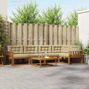 vidaXL Set de canapele de exterior cu pernă 6 pcs Natural și Bej imagine
