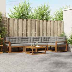 vidaXL Set de canapele de exterior 6 pcs Natural și gri deschis imagine