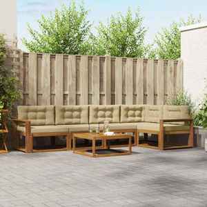 vidaXL Set de canapele de exterior cu pernă 6 pcs Natural și Bej imagine