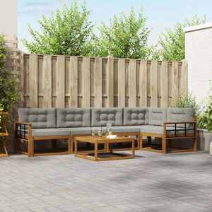 vidaXL Set de canapele de exterior 6 pcs Natural și gri deschis imagine