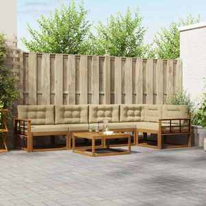 vidaXL Set de canapele de exterior cu pernă 6 pcs Natural și Bej imagine