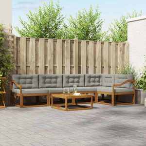 vidaXL Set de canapele de exterior 6 pcs Natural și gri deschis imagine