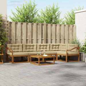 vidaXL Set de canapele de exterior cu pernă 6 pcs Natural și Bej imagine