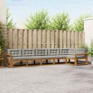 vidaXL Set de canapele de exterior 6 pcs Natural și gri deschis imagine