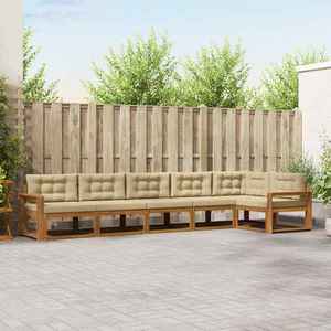 vidaXL Set de canapele de exterior cu pernă 6 pcs Natural și Bej imagine