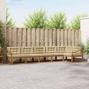 vidaXL Set de canapele de exterior cu pernă 6 pcs Natural și Bej imagine