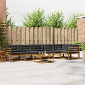 vidaXL Set de canapele de exterior cu pernă 7 pcs Natural și Antracit imagine