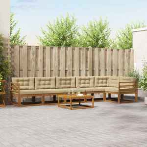 vidaXL Set de canapele de exterior cu pernă 7 pcs Natural și Bej imagine