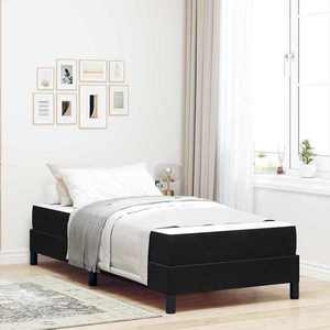 vidaXL Pat cu arcuri cu saltea Negru 100 x 210 cm țesătură imagine