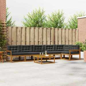 vidaXL Set de canapele de exterior cu pernă 7 pcs Natural și Antracit imagine