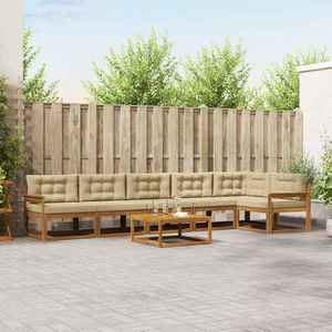 vidaXL Set de canapele de exterior cu pernă 7 pcs Natural și Bej imagine