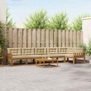vidaXL Set de canapele de exterior cu pernă 7 pcs Natural și Bej imagine