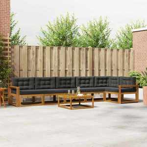 vidaXL Set de canapele de exterior cu pernă 7 pcs Natural și Antracit imagine