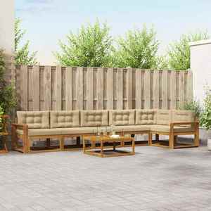 vidaXL Set de canapele de exterior cu pernă 7 pcs Natural și Bej imagine
