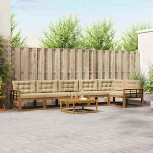 vidaXL Set de canapele de exterior cu pernă 7 pcs Natural și Bej imagine